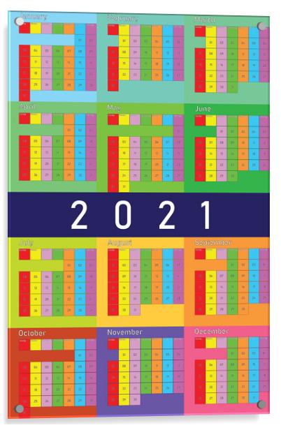 2021 calendar planer organizer colorful PASTEL Acrylic by Adrian Bud