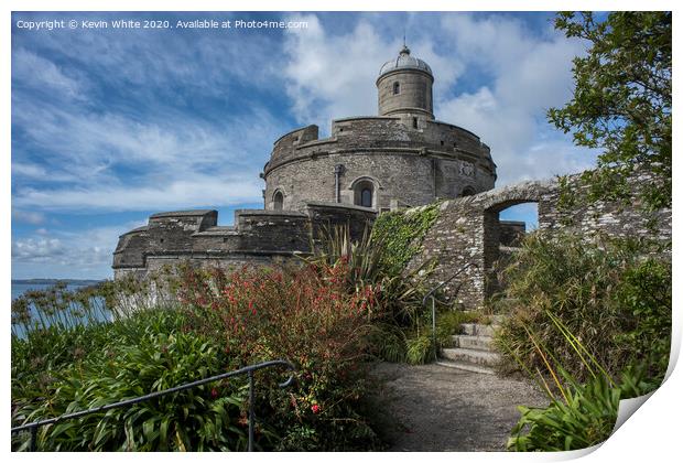 St Mawes castle and garden Print by Kevin White