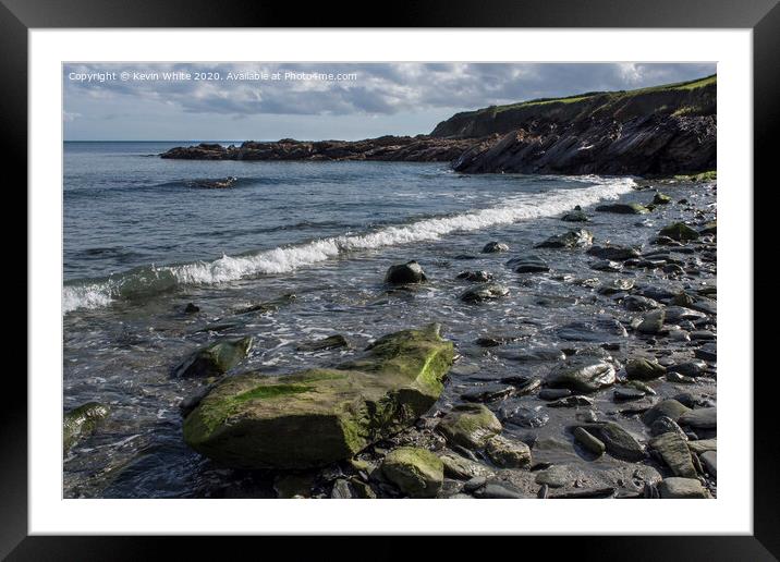 Rocky beach near St Mawes Cornwall Framed Mounted Print by Kevin White