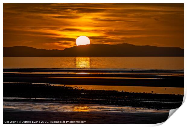 Rhyl Beach Sunset Wales Print by Adrian Evans