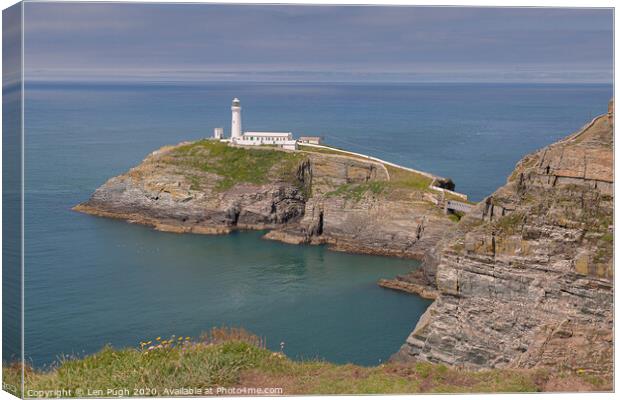 South Stack light house Canvas Print by Len Pugh