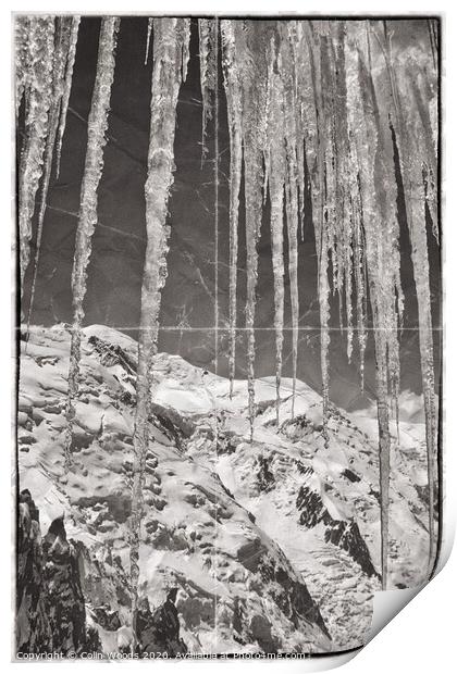 Mont Blanc and icicles Print by Colin Woods