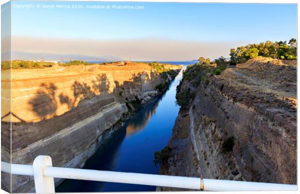 Corinth Canal in Greece. View of the Gulf of Corinth in the morning. Canvas Print by Sergii Petruk