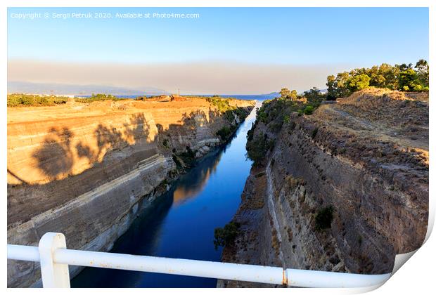 Corinth Canal in Greece. View of the Gulf of Corinth in the morning. Print by Sergii Petruk