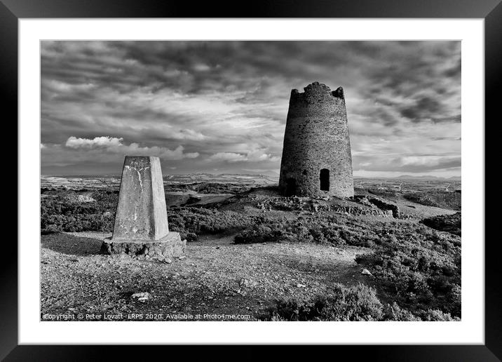 Trig point and old Mill, Parys Mountain, Anglesey Framed Mounted Print by Peter Lovatt  LRPS