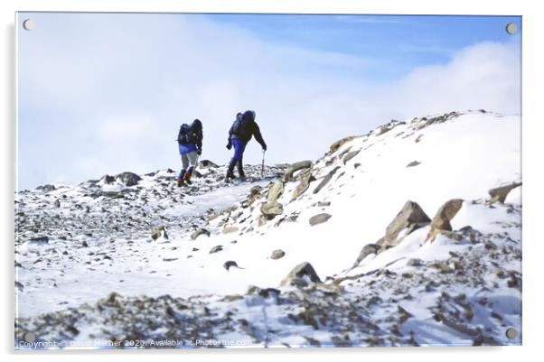 Winter hike at Glen Shee Acrylic by David Mather