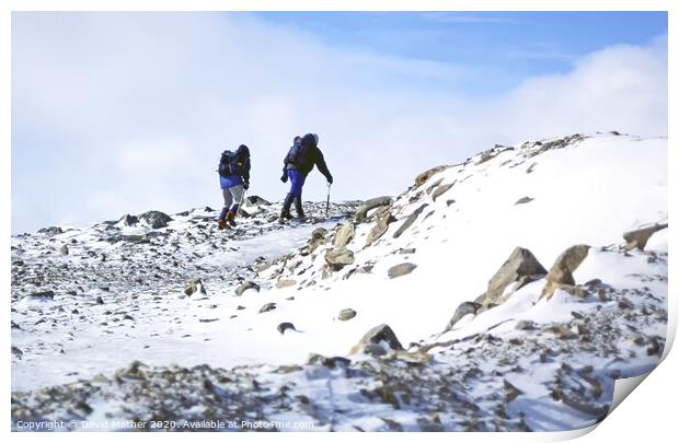 Winter hike at Glen Shee Print by David Mather