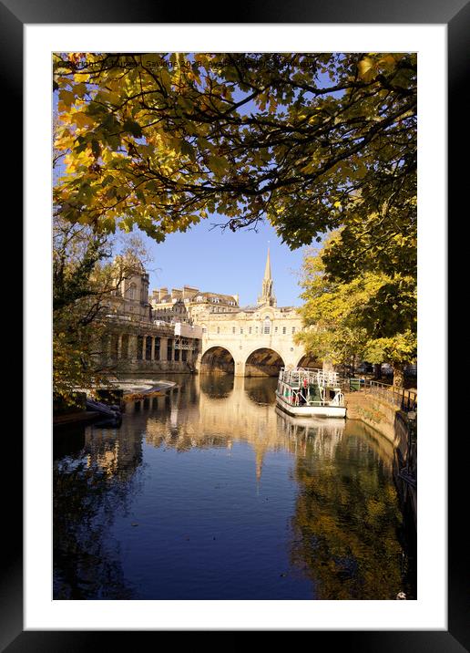 Sunny Autumn day at Pulteney Weir Bath Framed Mounted Print by Duncan Savidge