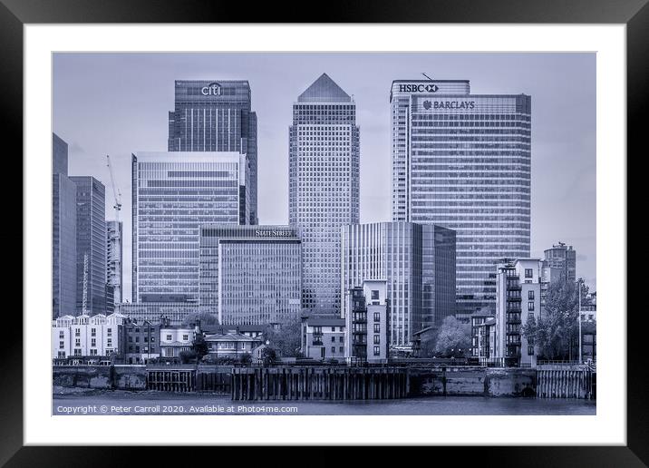 Canary Wharf Framed Mounted Print by Peter Carroll