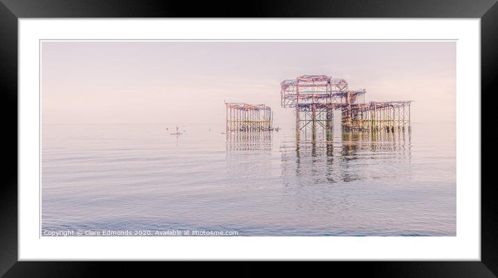 Paddle Boarding At The West Pier - Brighton Framed Mounted Print by Clare Edmonds