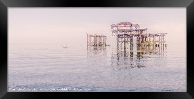 Paddle Boarding At The West Pier - Brighton Framed Print by Clare Edmonds