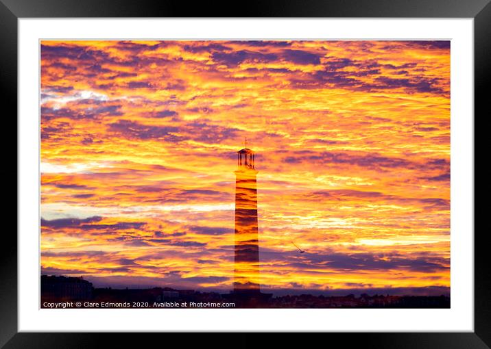 Margate Lighthouse Sunset Framed Mounted Print by Clare Edmonds