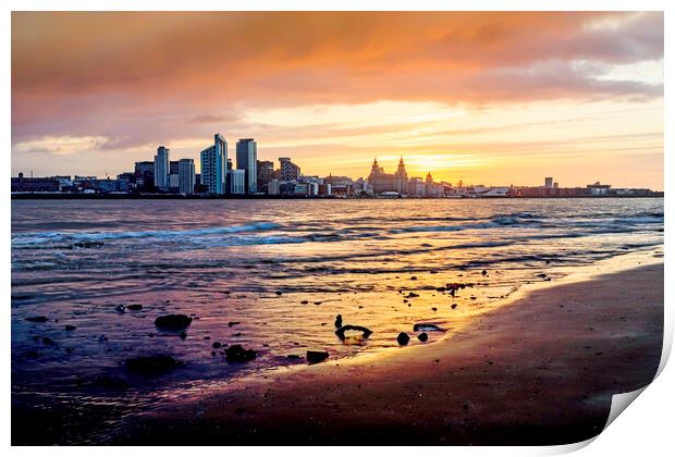 Liverpool sunrise Print by Kevin Elias