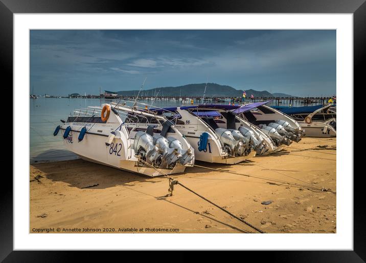 Cluster of Powerboats Framed Mounted Print by Annette Johnson