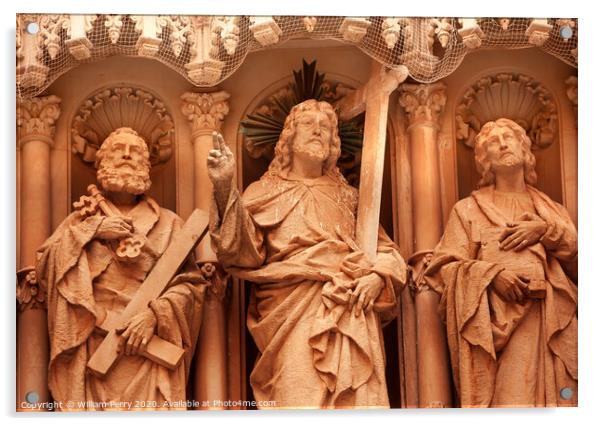 Christ Disciple Statues Monestir Monastery of Montserrat Catalonia, Spain Acrylic by William Perry
