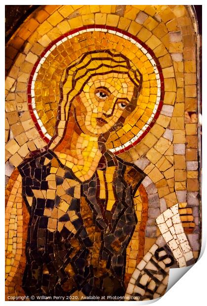 Angel Mosaic Monastery Montserrat Catalonia Spain Print by William Perry
