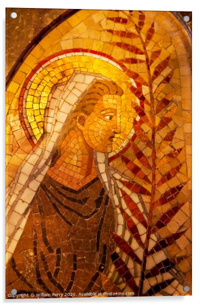 Angel Palm Frond Mosaic Monastery Montserrat Catalonia Spain Acrylic by William Perry