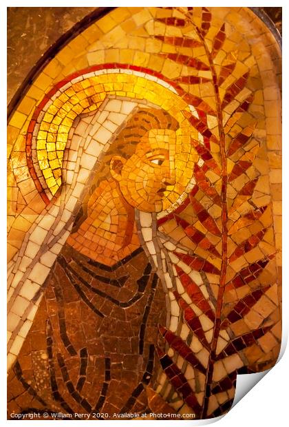 Angel Palm Frond Mosaic Monastery Montserrat Catalonia Spain Print by William Perry