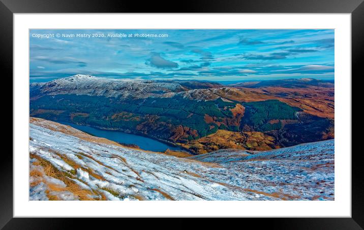 Loch Lubnaig seen from ascent of Ben Ledi Framed Mounted Print by Navin Mistry