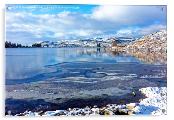 Winter at Loch Ordie, near Dunkeld, Perthshire  Acrylic by Navin Mistry