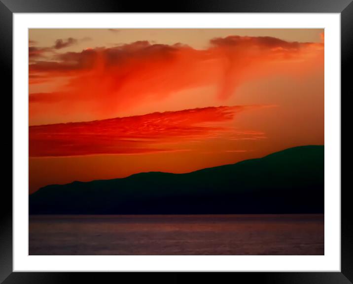 Glowing Cretan Sunset Framed Mounted Print by Beryl Curran