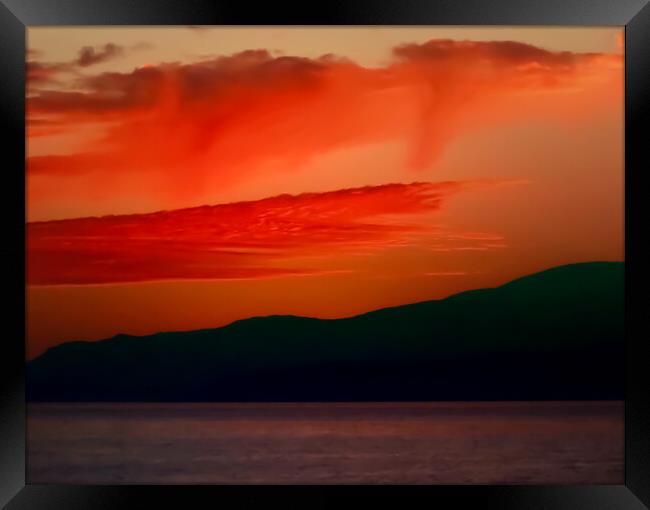 Glowing Cretan Sunset Framed Print by Beryl Curran