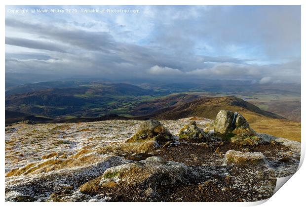 A view from the summit of Ben Vrackie Print by Navin Mistry