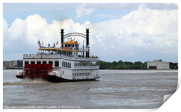 Steamboat on Mississippi river Print by Lensw0rld 