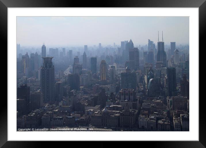 Misty Shanghai skyline Framed Mounted Print by Lensw0rld 