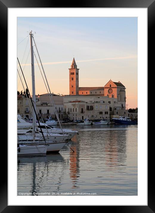 View of the harbor of Trani, Italy, during sunset Framed Mounted Print by Lensw0rld 