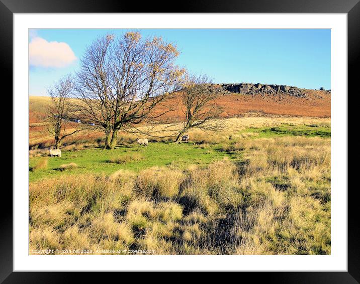 Moorland and Higger Tor in Derbyshire. Framed Mounted Print by john hill