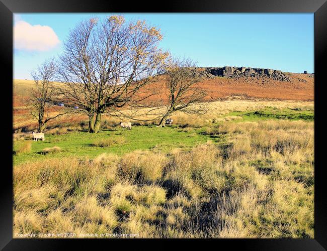 Moorland and Higger Tor in Derbyshire. Framed Print by john hill
