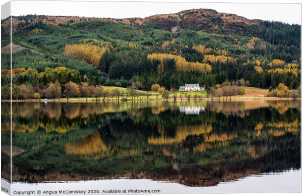 Loch Chon calm reflections Canvas Print by Angus McComiskey