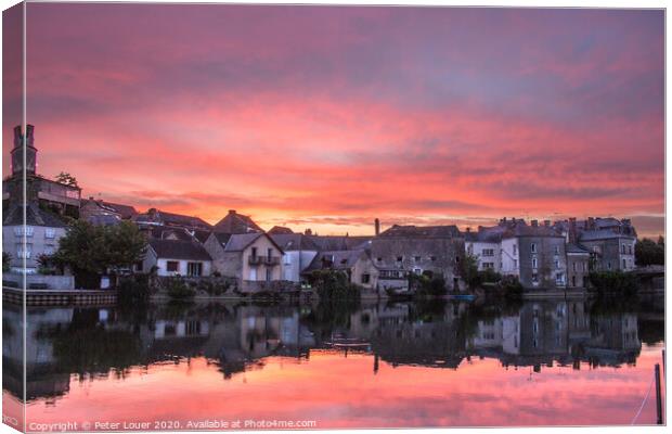 Sunset over Sale sur Sarthe, France Canvas Print by Peter Louer