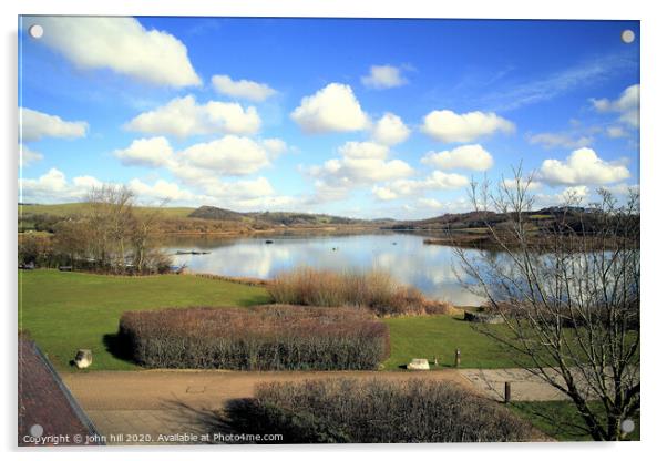 Carsington water  reservoir under a great sky in Derbyshire. Acrylic by john hill
