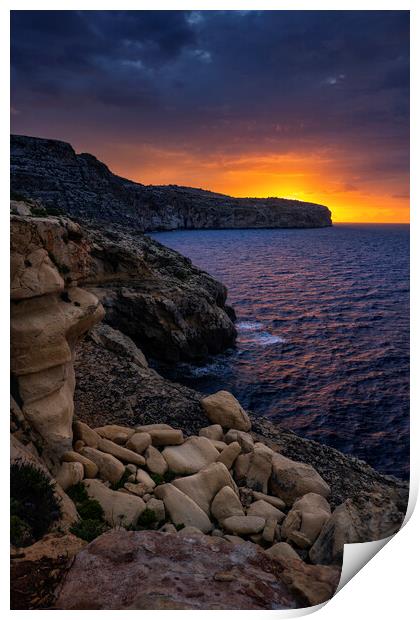 Malta Island At Sunrise Print by Artur Bogacki