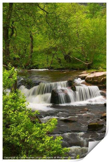 Taf Fechan Stream and waterfalls Brecon Print by Chris Warren