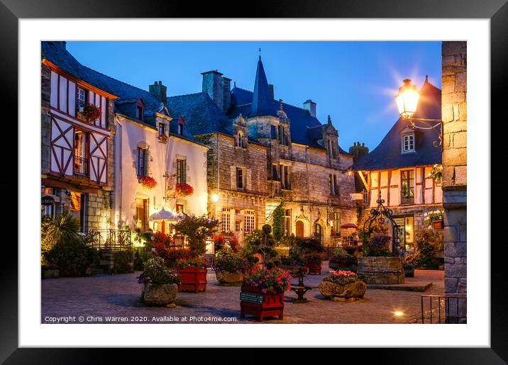 Rochefort-en-Terre twilight Framed Mounted Print by Chris Warren