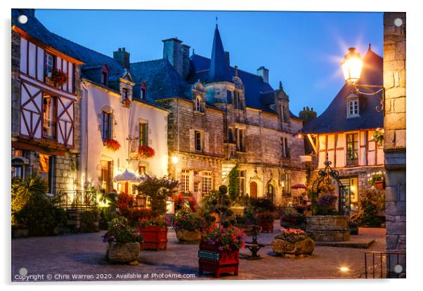 Rochefort-en-Terre twilight Acrylic by Chris Warren