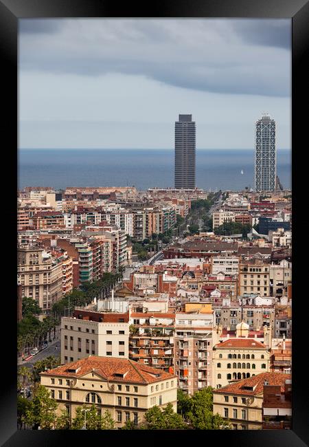 City of Barcelona Cityscape Framed Print by Artur Bogacki