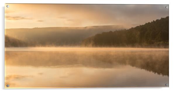 Morning mist on Ladybower Acrylic by Andrew Kearton