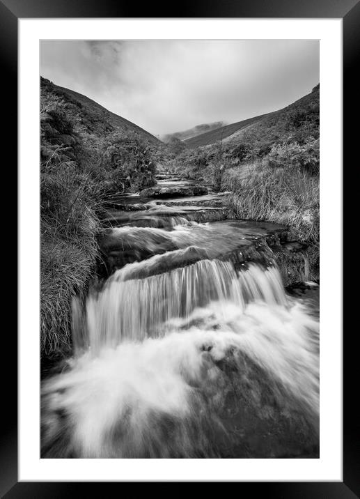 Waterfalls at Fairbrook, Peak District, Derbyshire Framed Mounted Print by Andrew Kearton