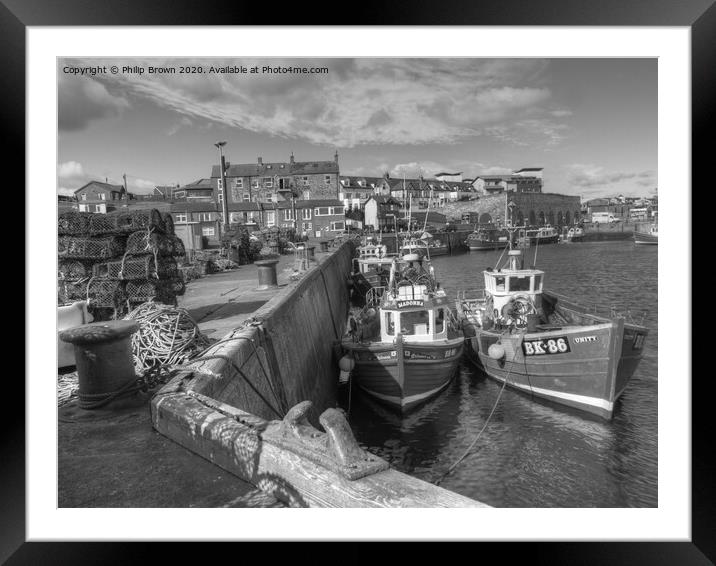 Fishing Boats at Seahouses Harbour Cropped Framed Mounted Print by Philip Brown