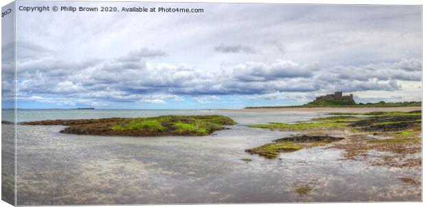 Bamburgh Castle from the Beach, Panorama Canvas Print by Philip Brown