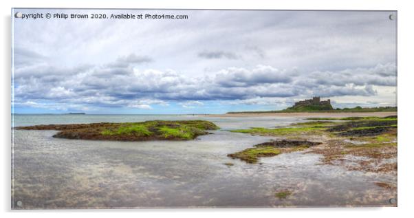 Bamburgh Castle from the Beach, Panorama Acrylic by Philip Brown