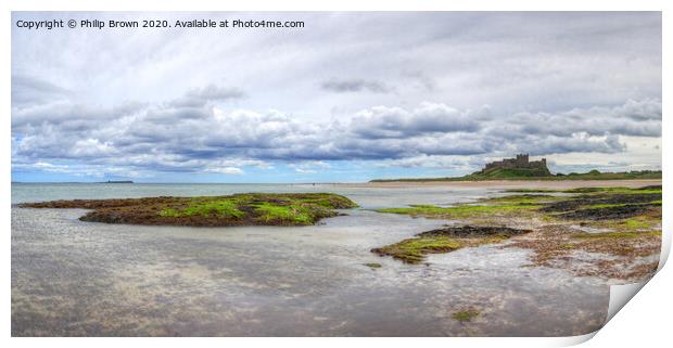 Bamburgh Castle from the Beach, Panorama Print by Philip Brown