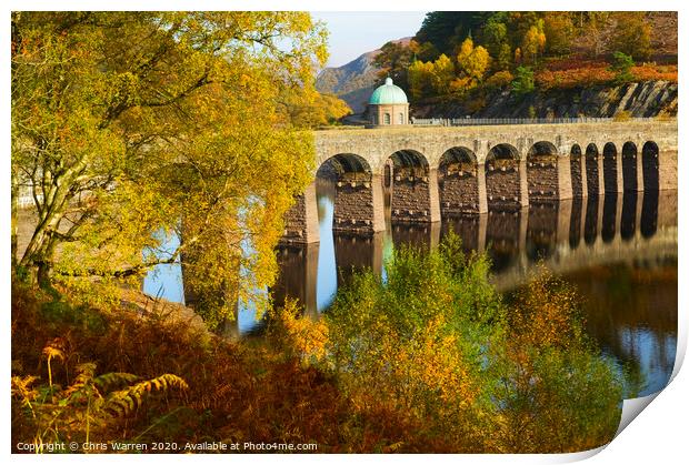 Garreg-ddu Reservoir Elan Valley Wales in autumn Print by Chris Warren