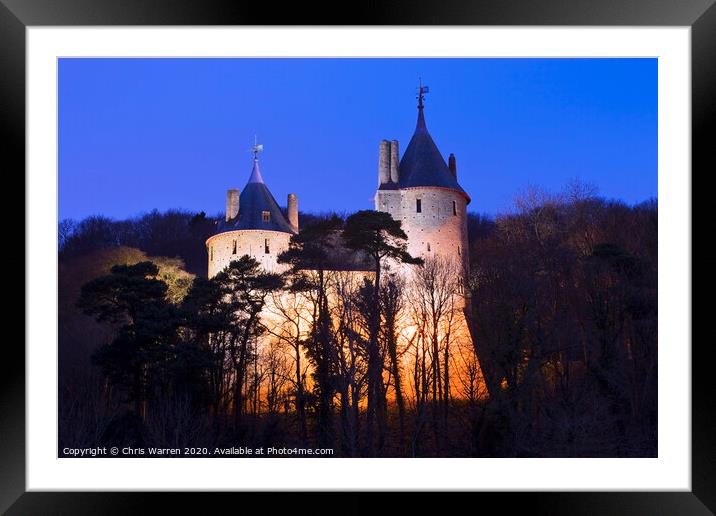 Castle Coch Cardiff Wales at twilight Framed Mounted Print by Chris Warren