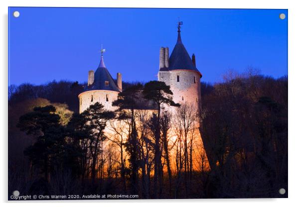 Castle Coch Cardiff Wales at twilight Acrylic by Chris Warren