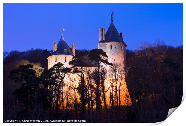Castle Coch Cardiff Wales at twilight Print by Chris Warren